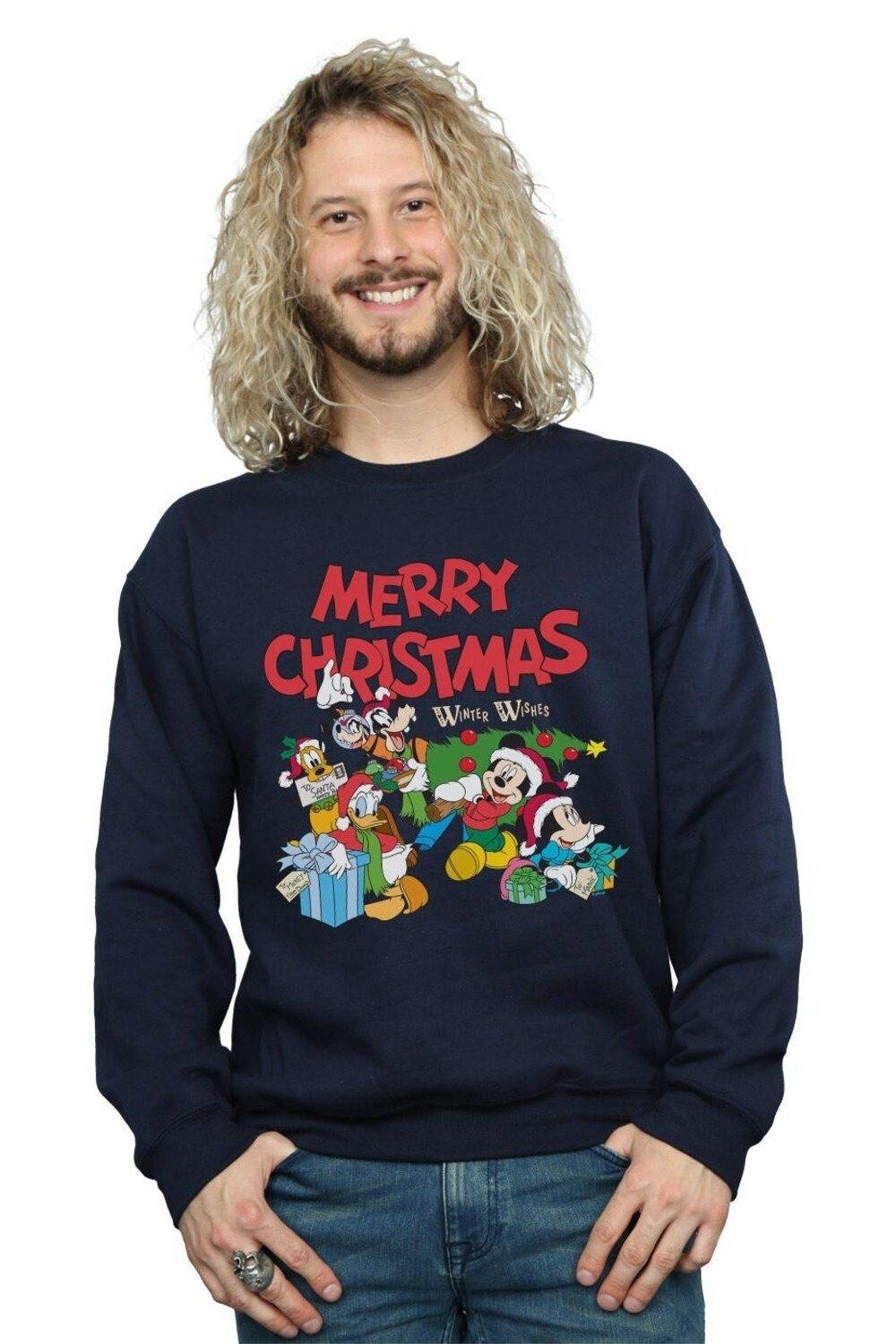 

Толстовка с надписью «Mickey And Friends Winter Wishes» Disney, темно-синий
