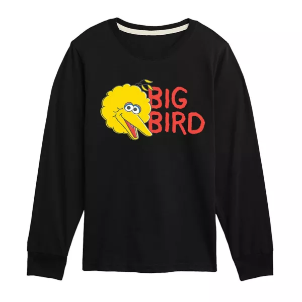 

Мальчиковая футболка с длинным рукавом и принтом Big Bird из «Улицы Сезам» для возрастов 8-20 Licensed Character, черный