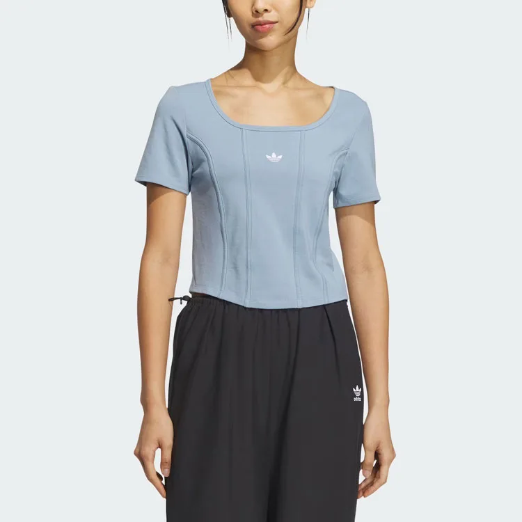 Adidas Originals Футболка с длинным рукавом из коллекции Hot Girl, текстурированная, синяя — фото 3