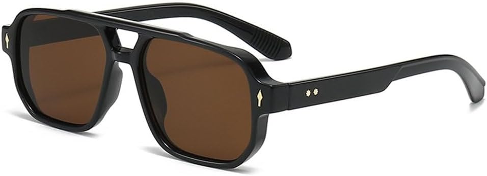 

Ретро солнцезащитные очки с двойной перемычкой для женщин и мужчин, модные, роскошные, с заклепками, трендовые, защита от УФ-излучения UV400, черно-коричневые, один размер HHZZYVY, Black Brown