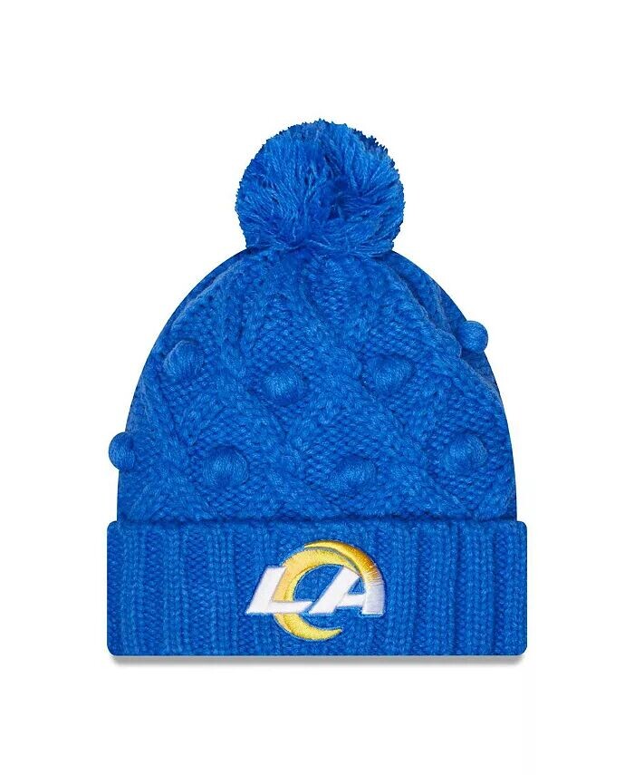 

Вязаная шапка с манжетами и помпоном Big Girls Royal Los Angeles Rams Toasty New Era, синий