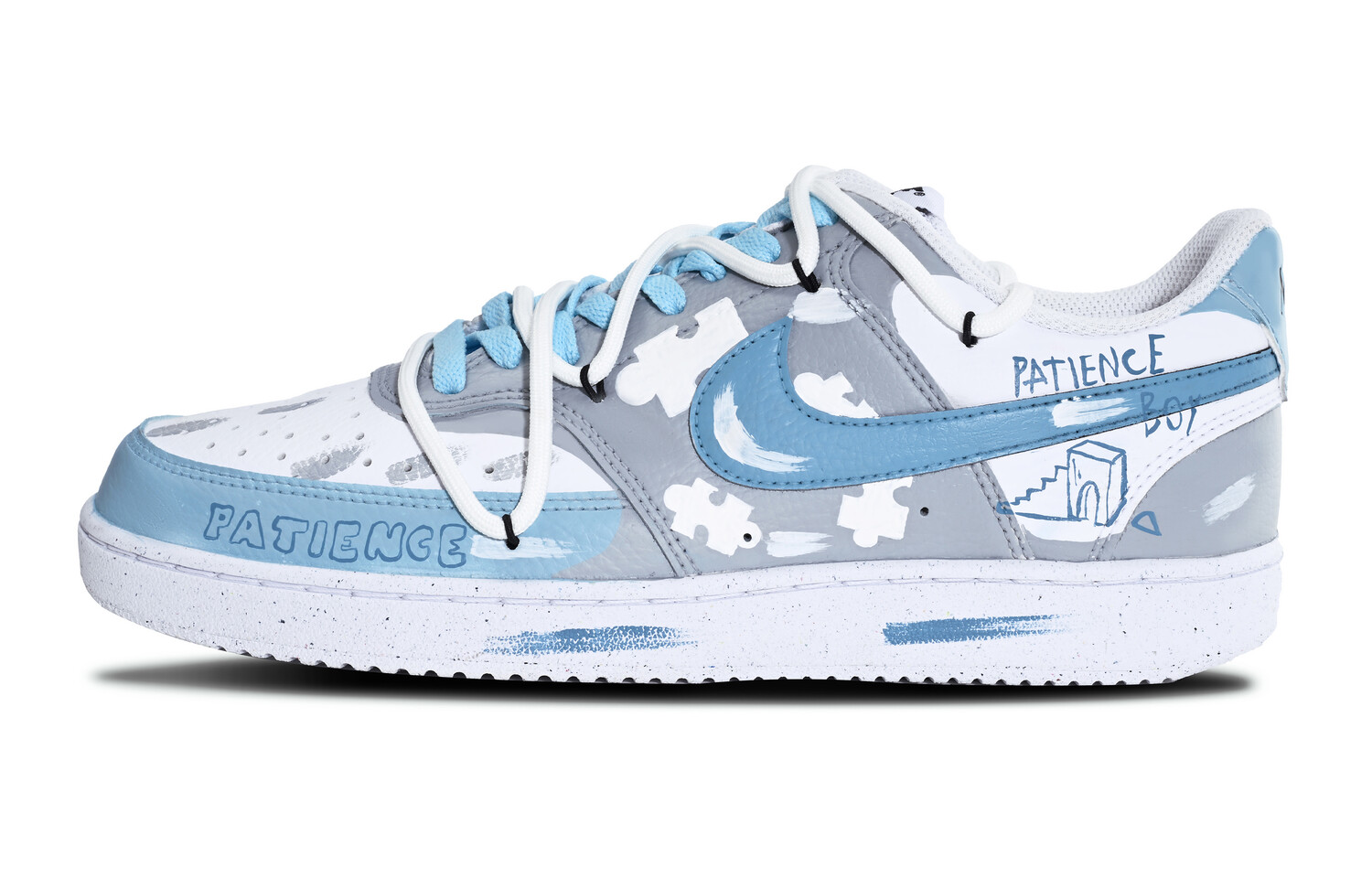 

Кроссовки Nike Court Vision 1 Skateboarding Shoes Women's Low-top White/blue/gray, голубой, Синий, Кроссовки Nike Court Vision 1 Skateboarding Shoes Women's Low-top White/blue/gray, голубой