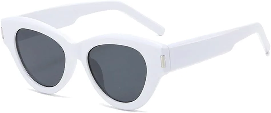 

Популярные модные женские солнцезащитные очки «кошачий глаз», роскошные ретро-очки цвета «желе», солнцезащитные очки UV400 для мужчин с заклепками HVTVTLA, White Grey