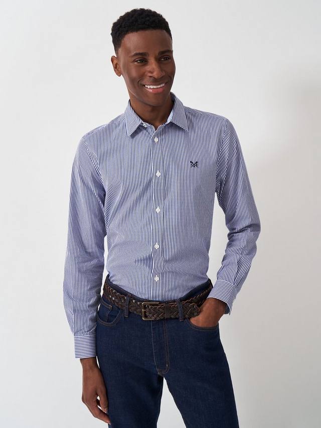 

Хлопковая рубашка в клетку Regular Fit Crew Clothing, Mid Blue/White