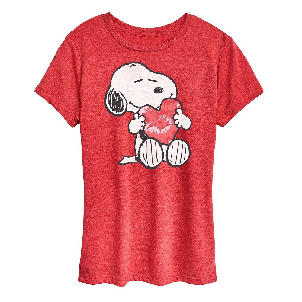

Женская футболка Peanuts Snoopy с рисунком сердца Licensed Character, цвет Heather Red