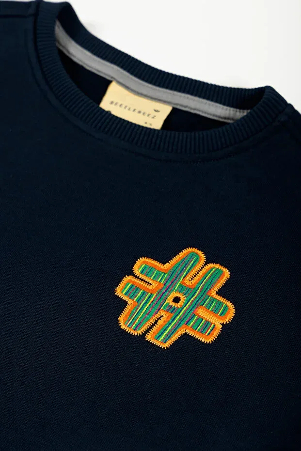 Детские свитшот для девочек с вышивкой Beetlebeez, Navy Blue — фото 2