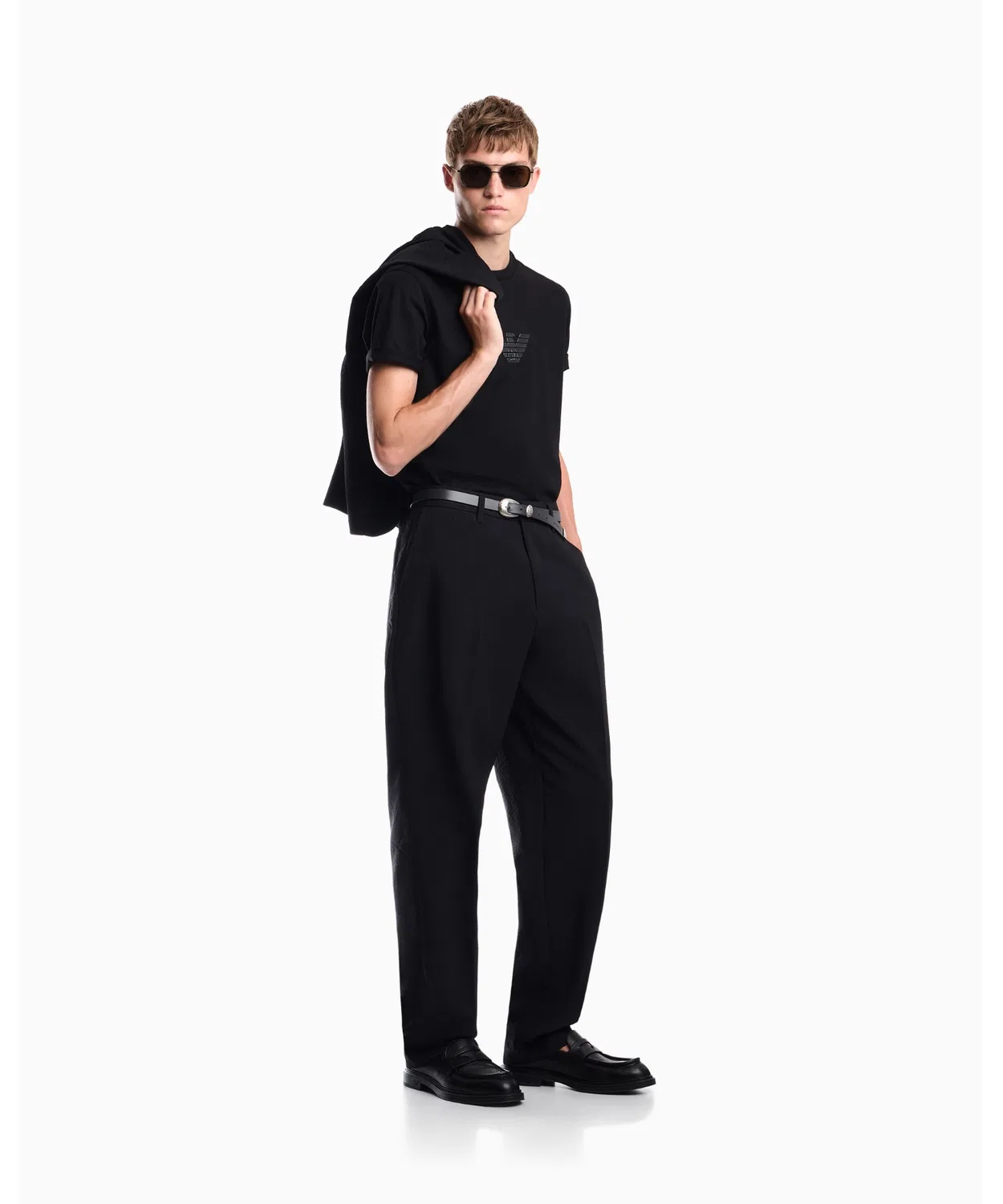 Мужские брюки чинос технический сирсакер с защипами Emporio Armani, Black