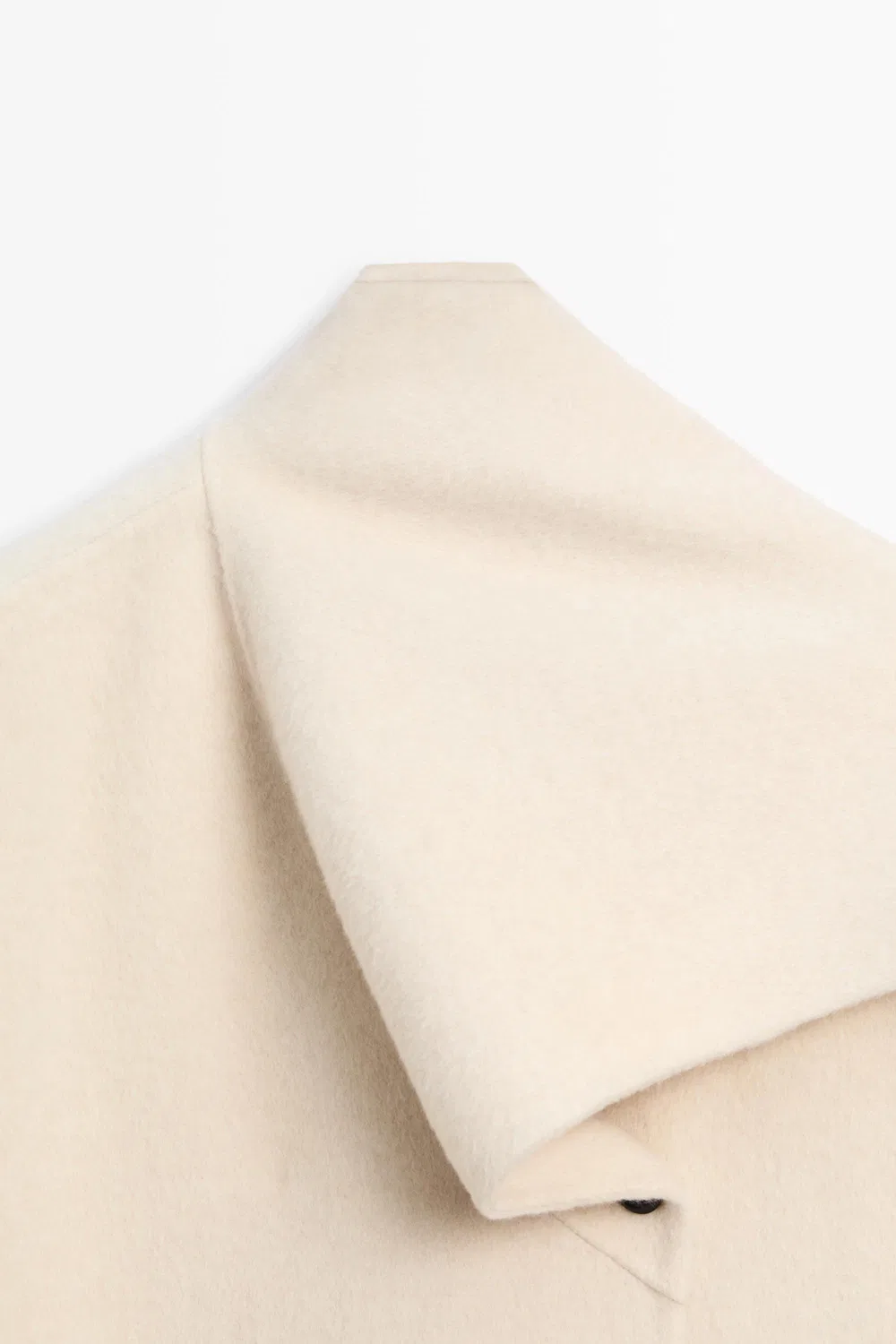 Пальто Massimo Dutti, с отделкой в виде шарфа, кремовый — фото 4