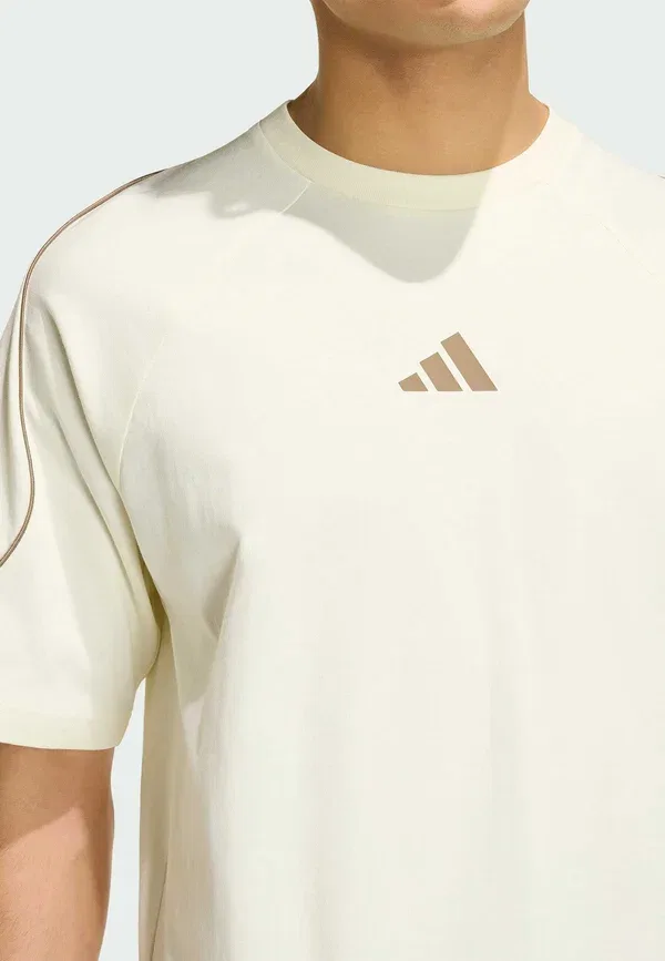 Футболка размера M, стадионная футболка - базовая футболка Adidas Performance, слоновая кость — фото 3
