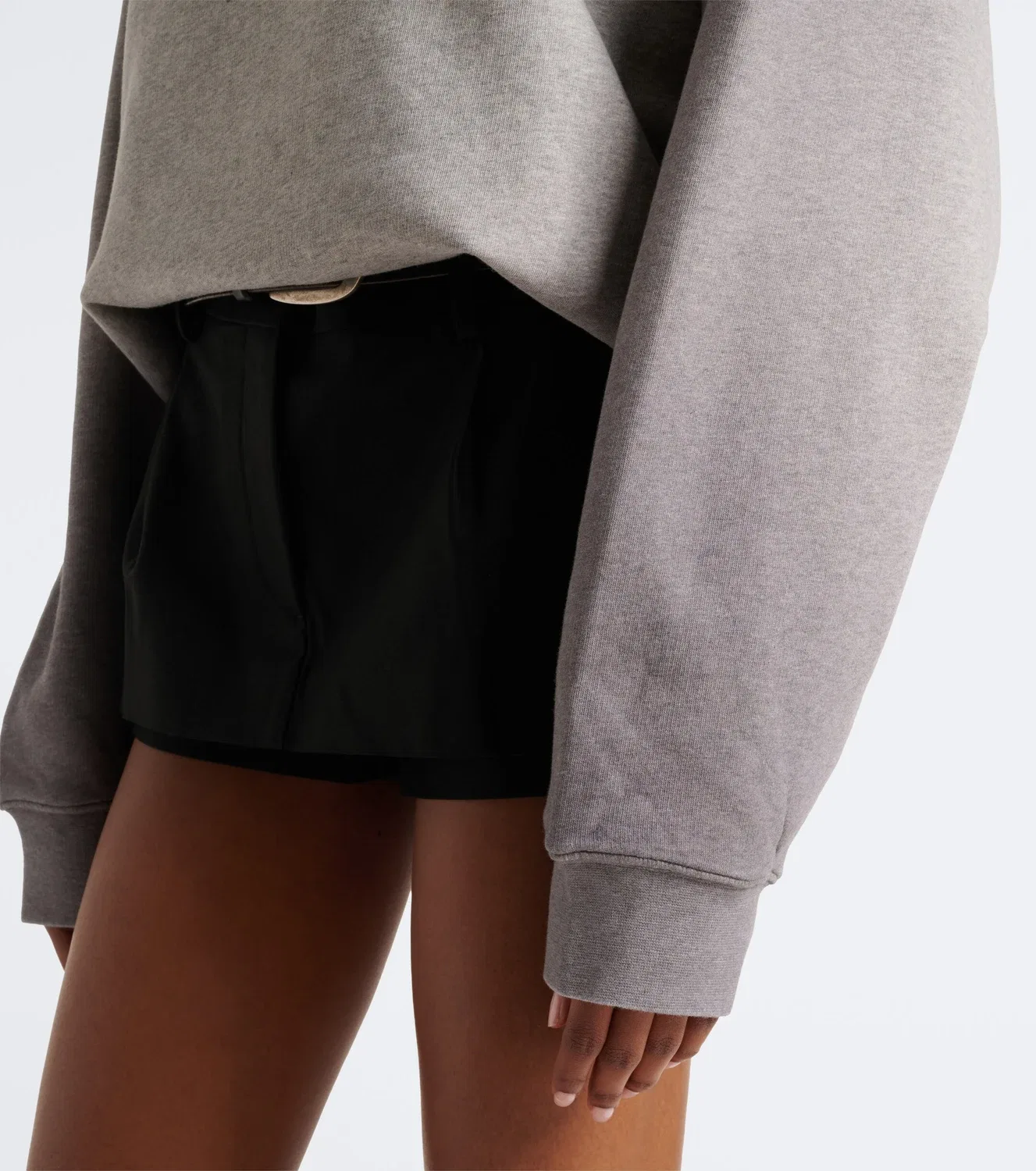 Толстовка из хлопкового флиса с логотипом Acne Studios, серый — фото 4