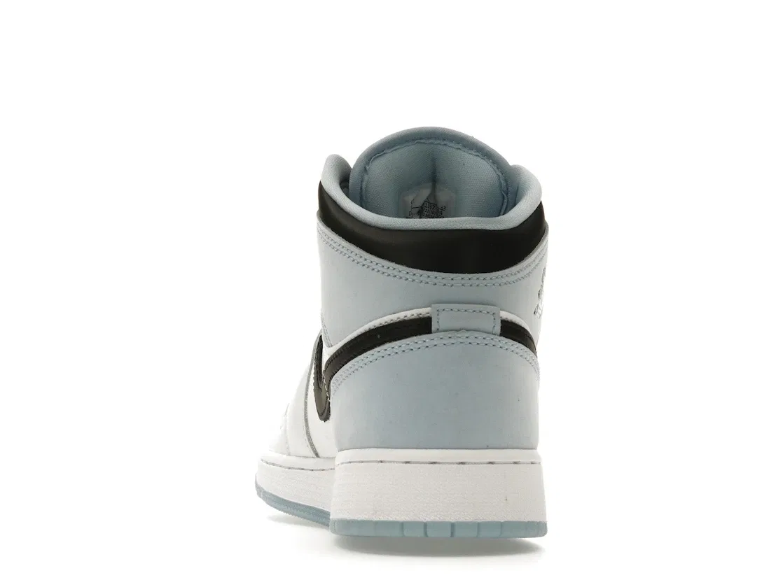 Детские кроссовки для мальчиков и девочек с принтом Jordan 1 Mid SE Jordan, White/Ice Blue-Black — фото 4