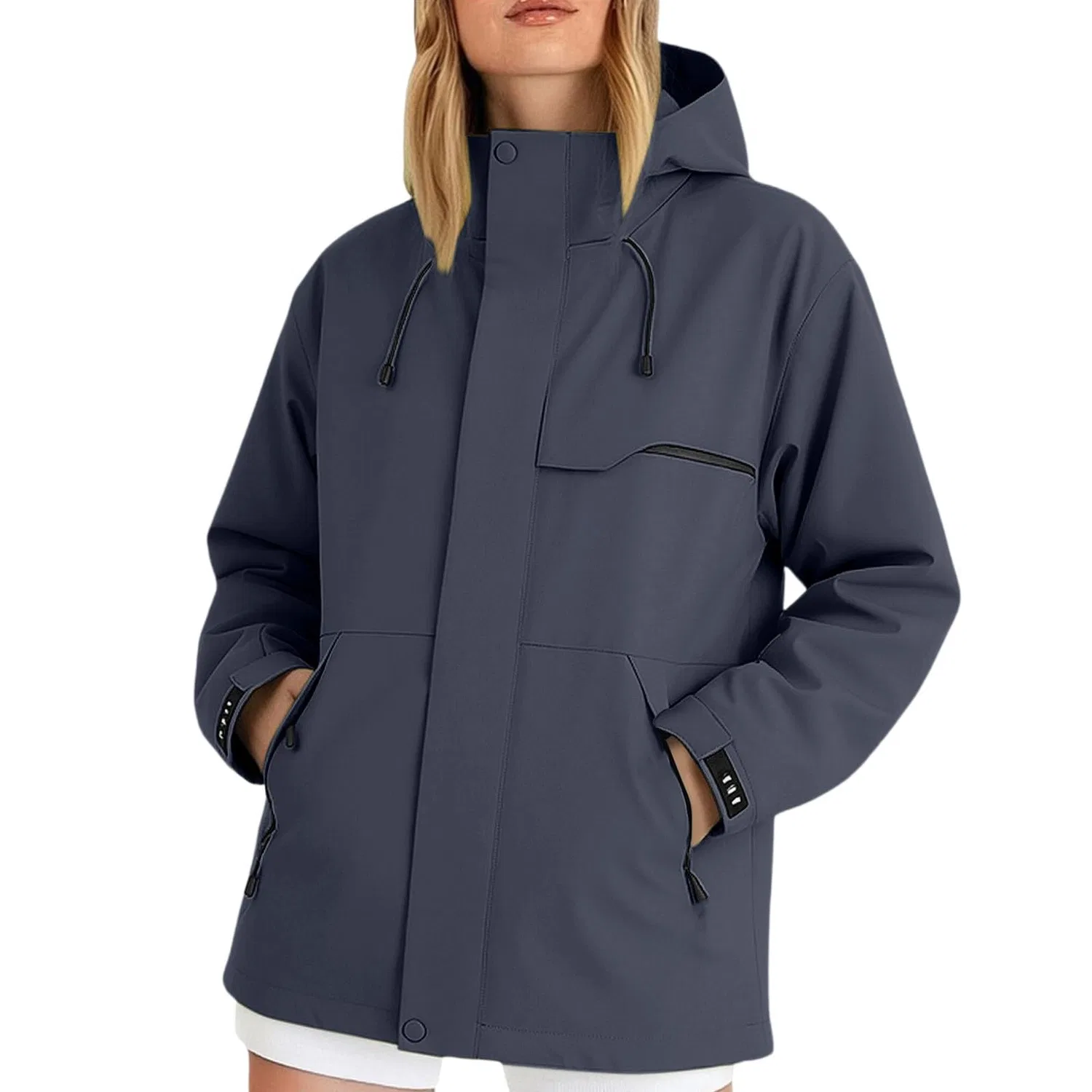 Женский дождевик с капюшоном YRxUIAI, Grigio scuro