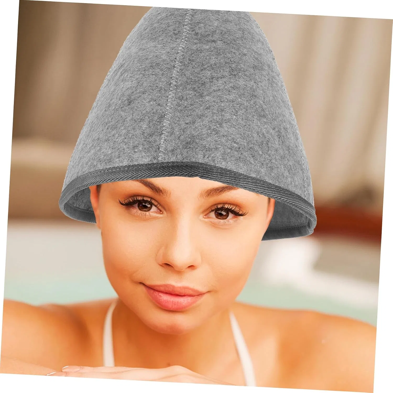 Шапочка для душа из фетра, LALADEFIEE, 2 шт, 34x31 см, Grey — фото 4