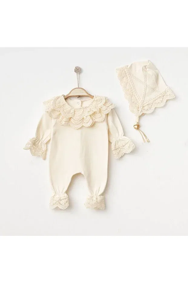 Детский комбинезон для девочек кружевной Lily hat Mert Baby, Nude Color — фото 3
