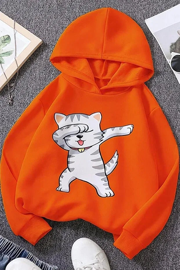 Детское худи с принтом для девочек Dm Dolce More, Orange