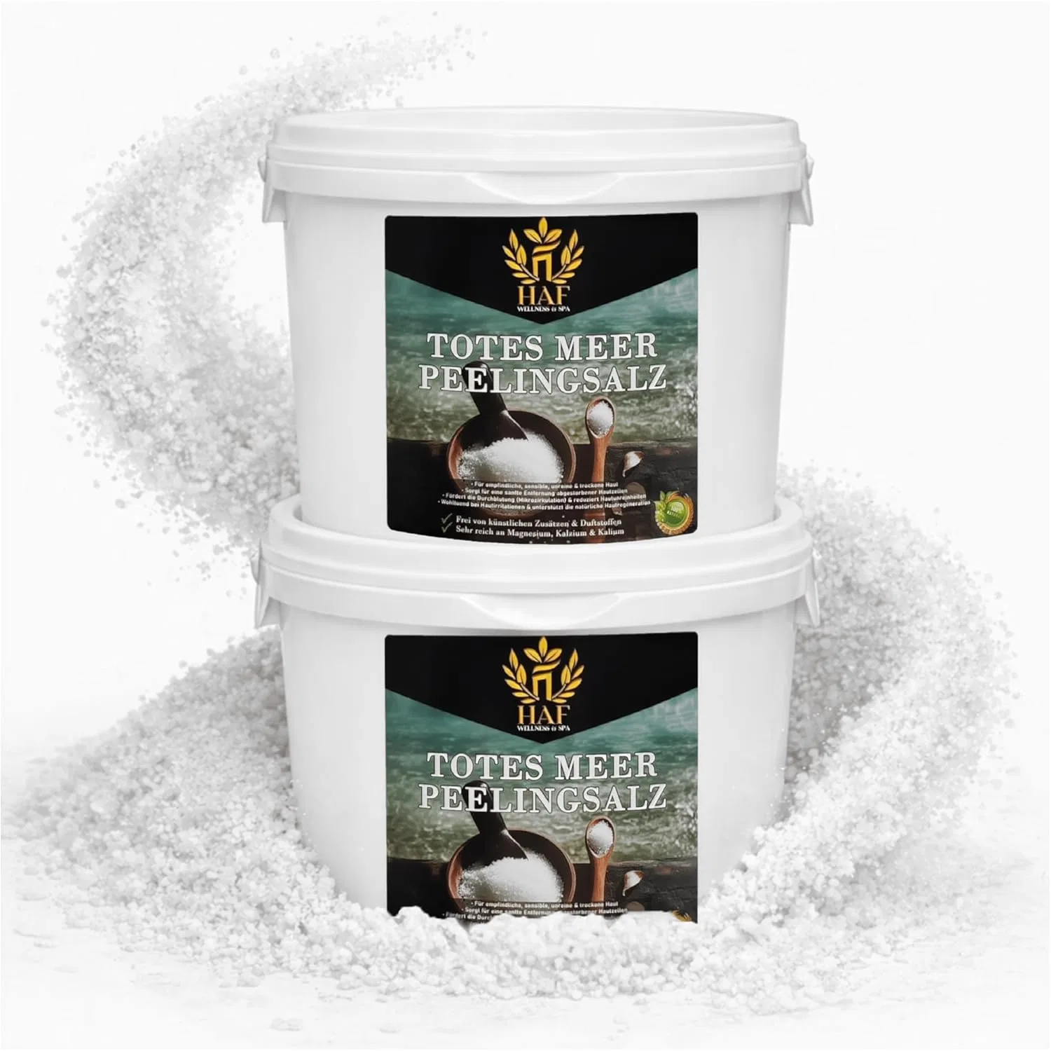 Скраб для тела HAF, 10 кг, Dead Sea Exfoliating Salt, 2 ведра по 5 кг