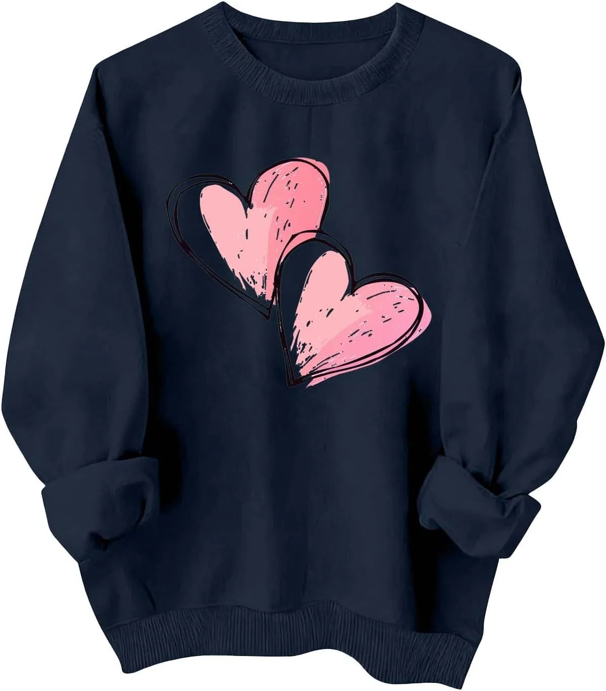 Женский свитшот с принтом Valentine Love Heart, тёмно-синий