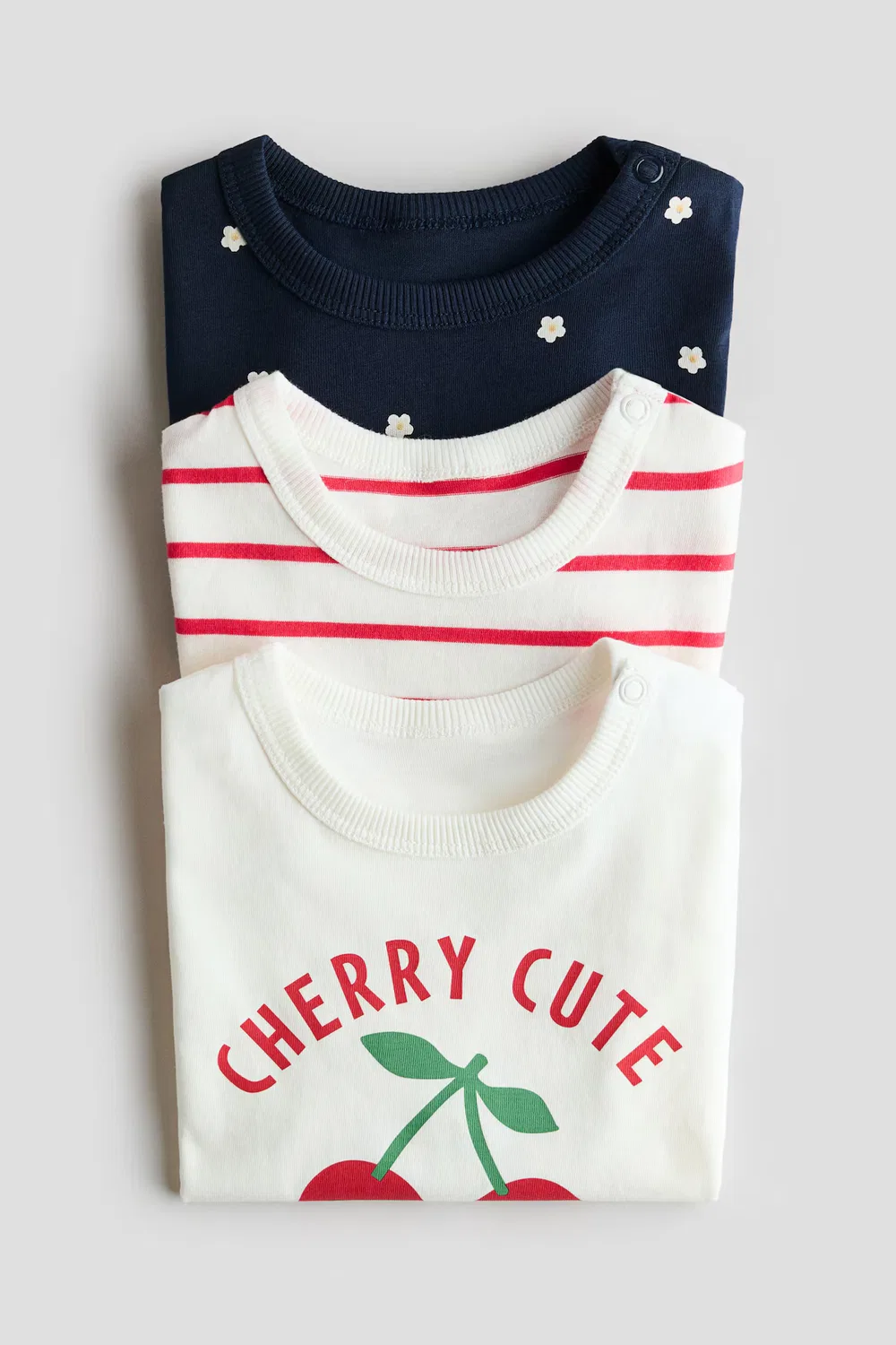 Набор из 3 хлопковых футболок H&M, Weiß/Cherry Cute — фото 4
