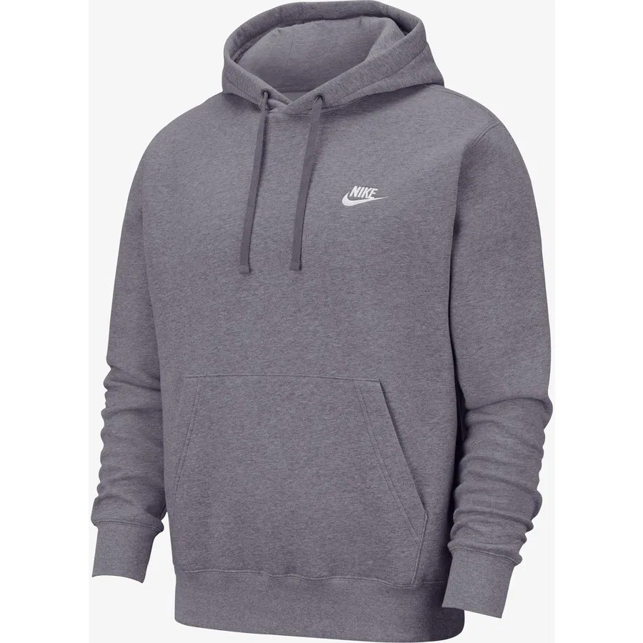 Свитшот мужской с капюшоном и флисовой подкладкой Sportswear Club Fleece Nike, Серый — фото 3