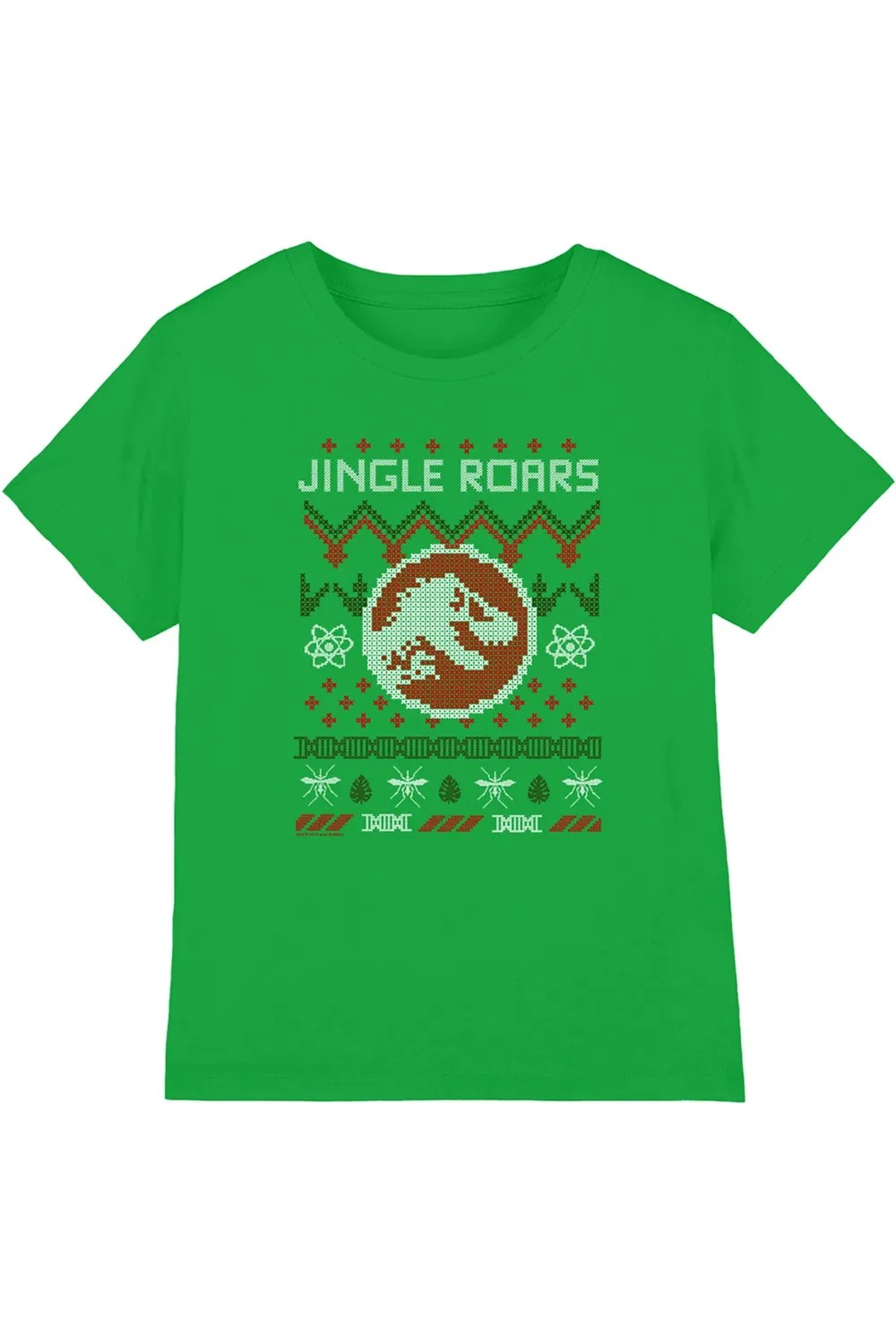 Детская футболка с принтом Jurassic World Christmas Jumper Jingle Roars, Nbcu, Green