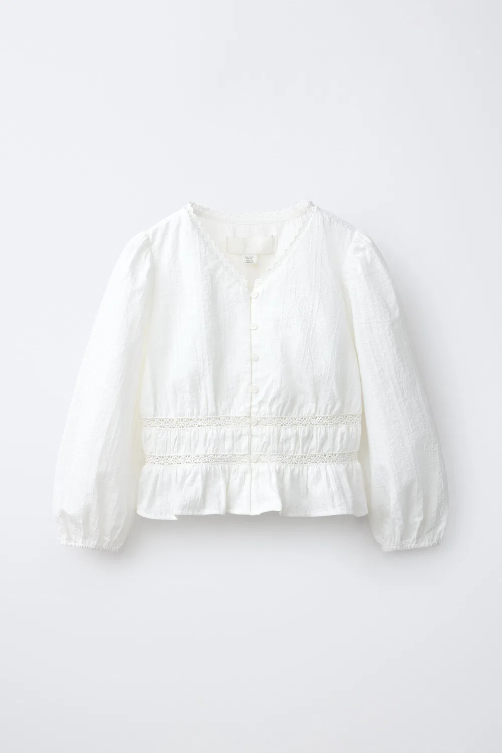 Романтичная рубашка на эластичной основе ZARA, Oyster-white