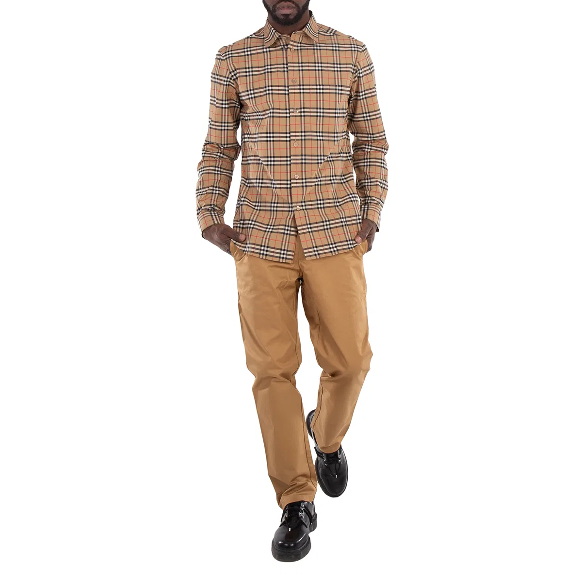 Брюки повседневные из органического хлопка Denton Burberry, Camel — фото 4