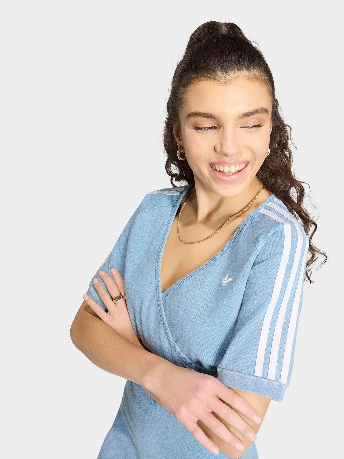 Платье джинсовое, модель Season 5, adidas Originals, светло-голубой деним — фото 4