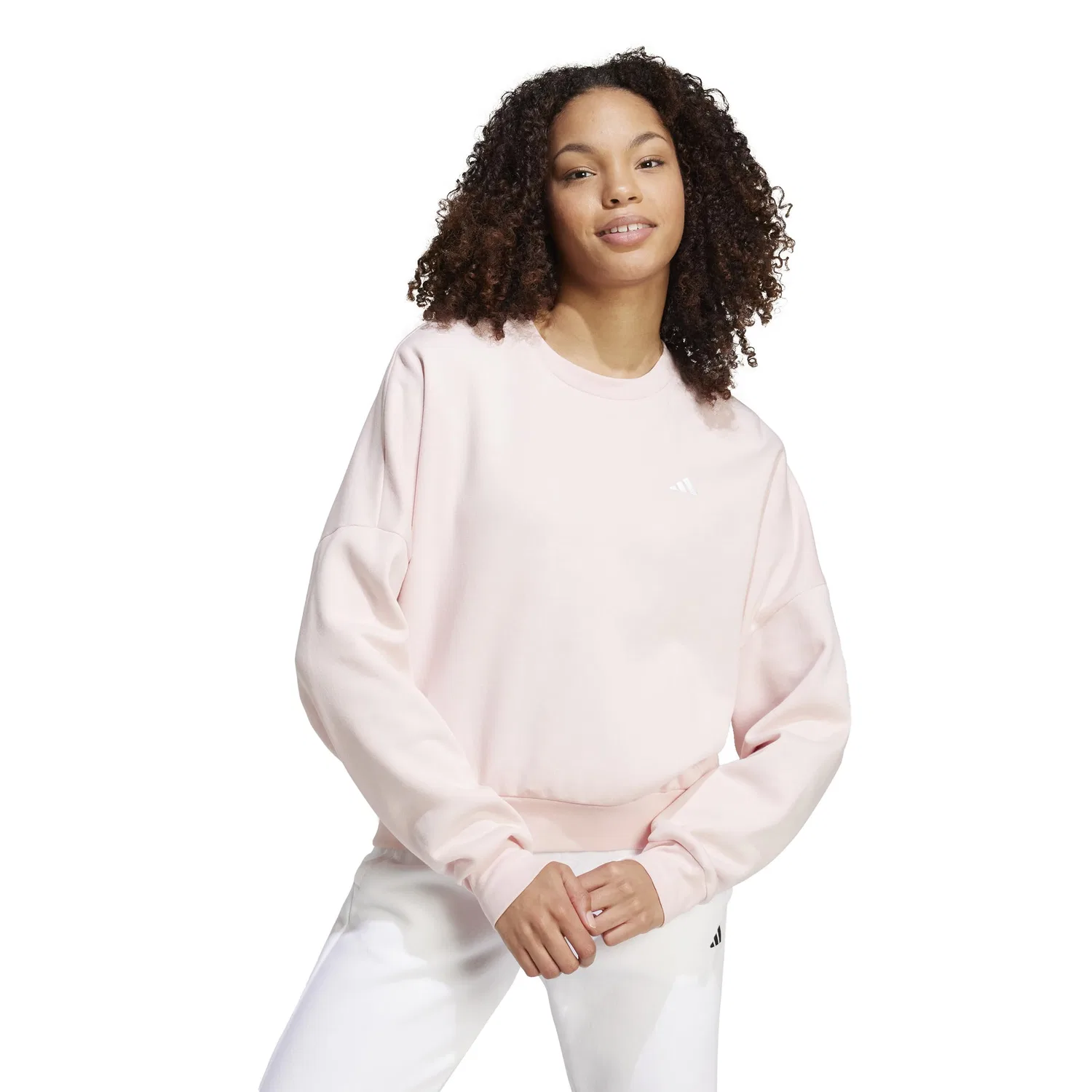 Женский свитшот из флиса с логотипом adidas, Sandy Pink/White