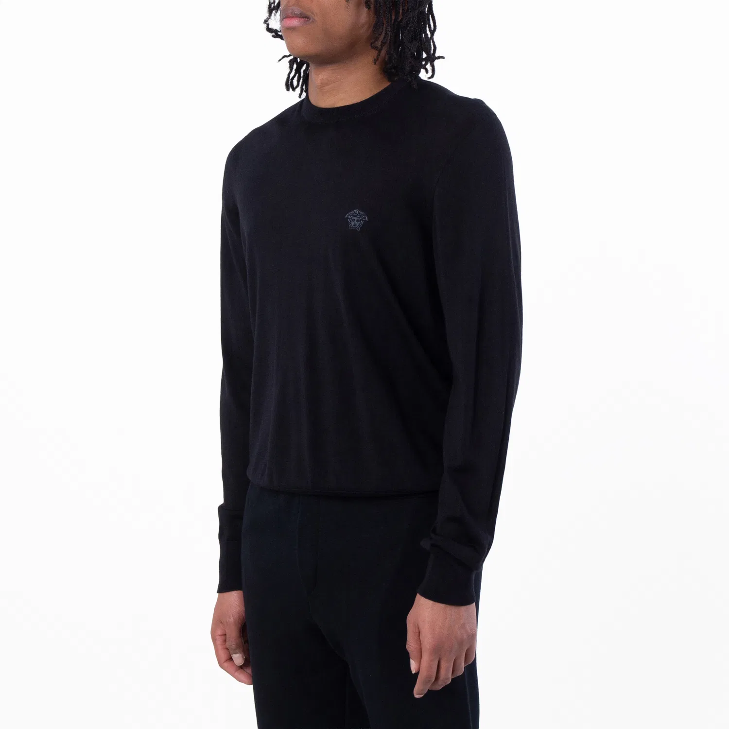 Свитер с вышивкой Medusa из смесовой шерсти Versace, Black — фото 2
