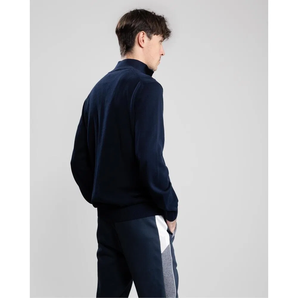 Мужской хлопковый пуловер Lacoste, 1/4 Zipper, Blue — фото 2