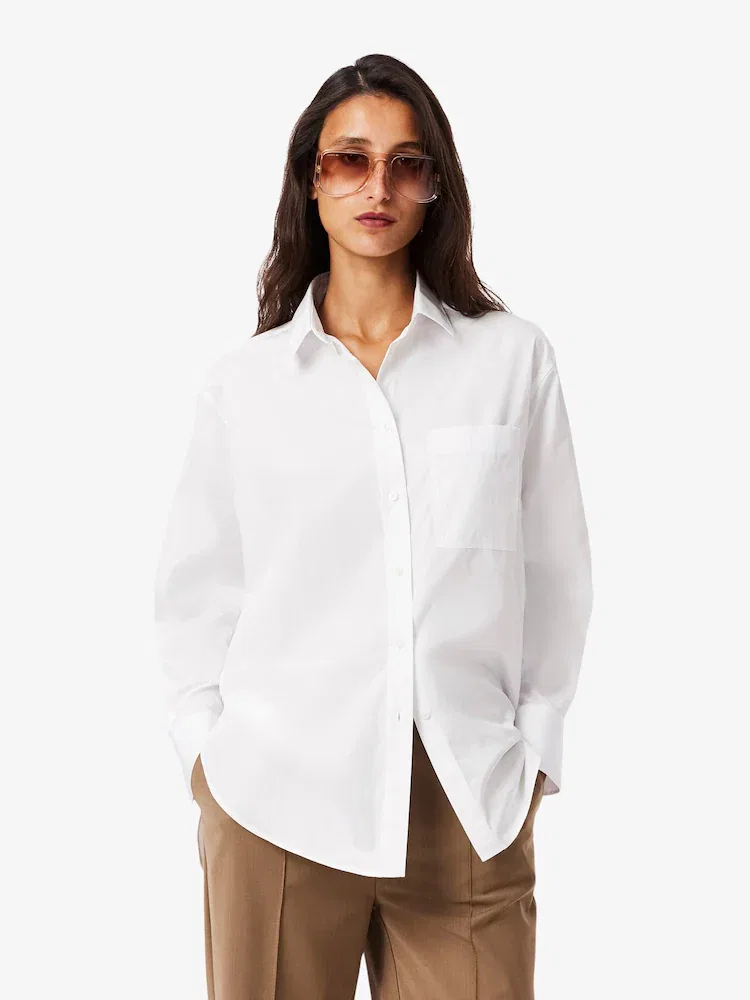 Рубашка LACOSTE Over Size Poplin Shirt, оверсайз, Black