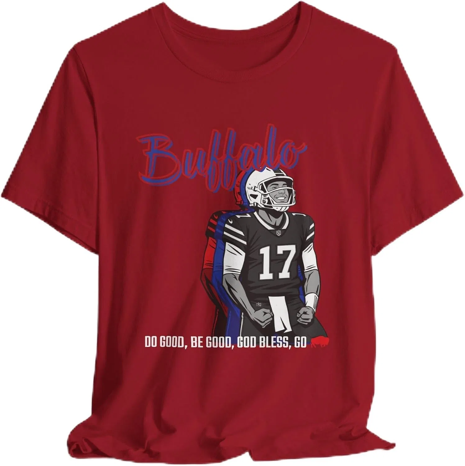 Женская футболка с принтом Buffalo Football Fan Faith Shirt, Canvas Red