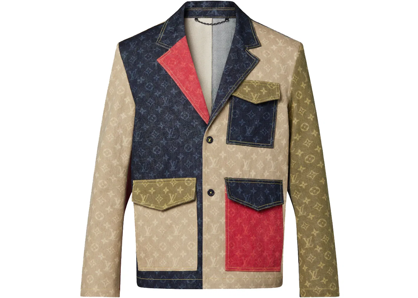 Мужская джинсовая куртка с цветовой блокировкой Monogram Colorblock Louis Vuitton, Indigo