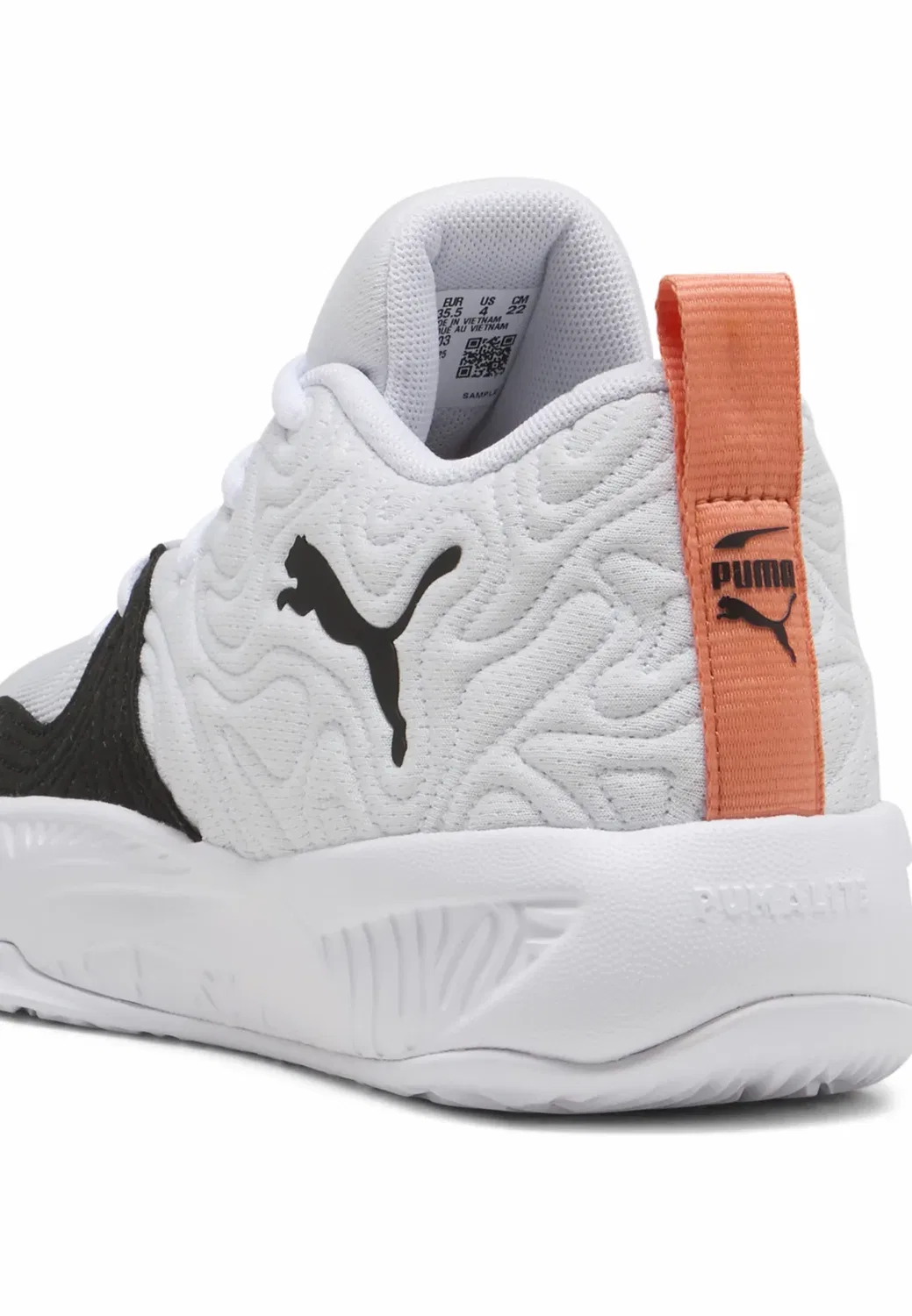 Баскетбольные кроссовки Court Pro 3 Mid унисекс - баскетбольная обувь Puma, White- Black-Melon Glow — фото 4