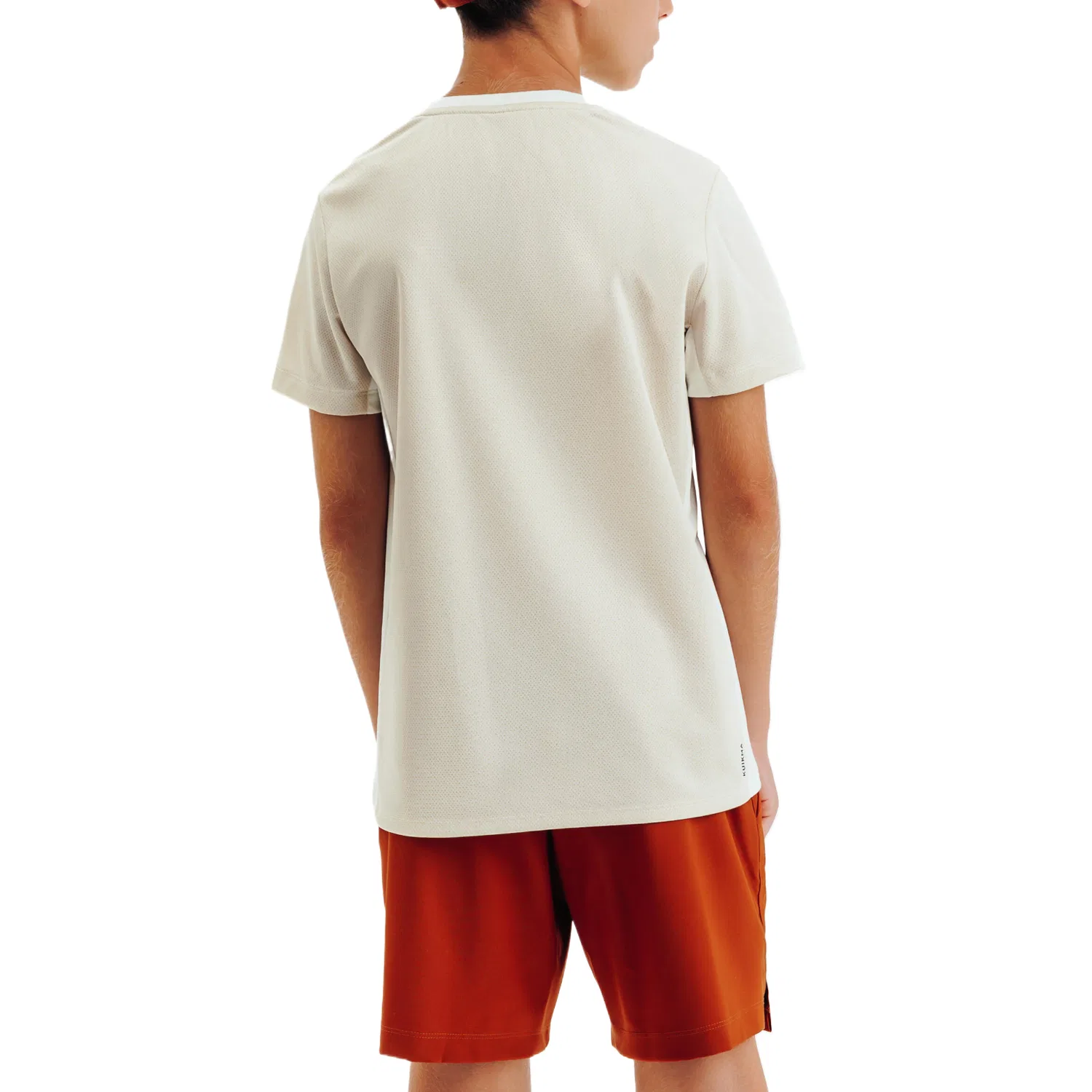 Детская футболка с круглым вырезом DECATHLON, Ecru/Light Chalk Gray — фото 3