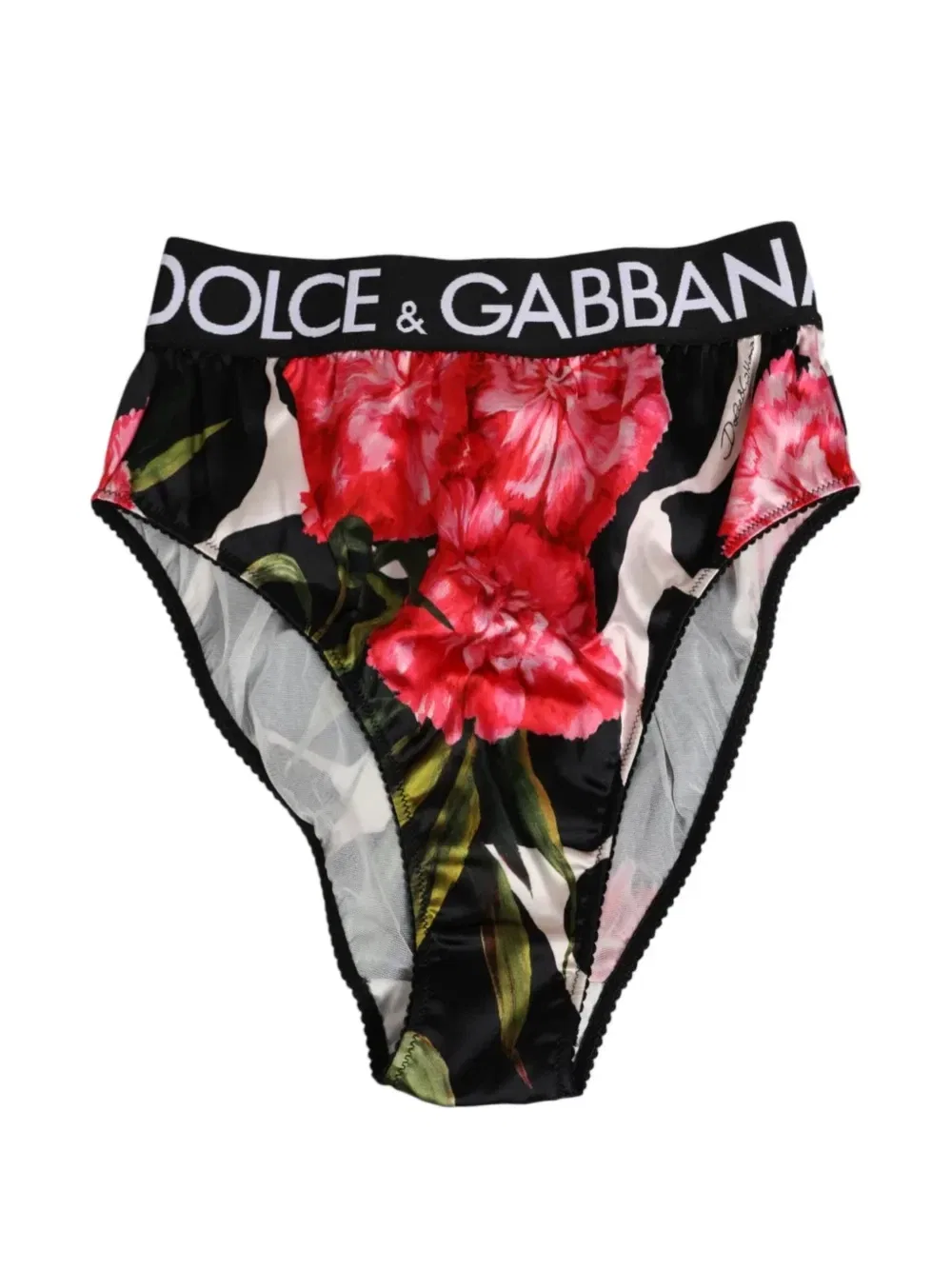 Трусы с цветочным принтом и логотипом на поясе DOLCE & GABBANA, черный