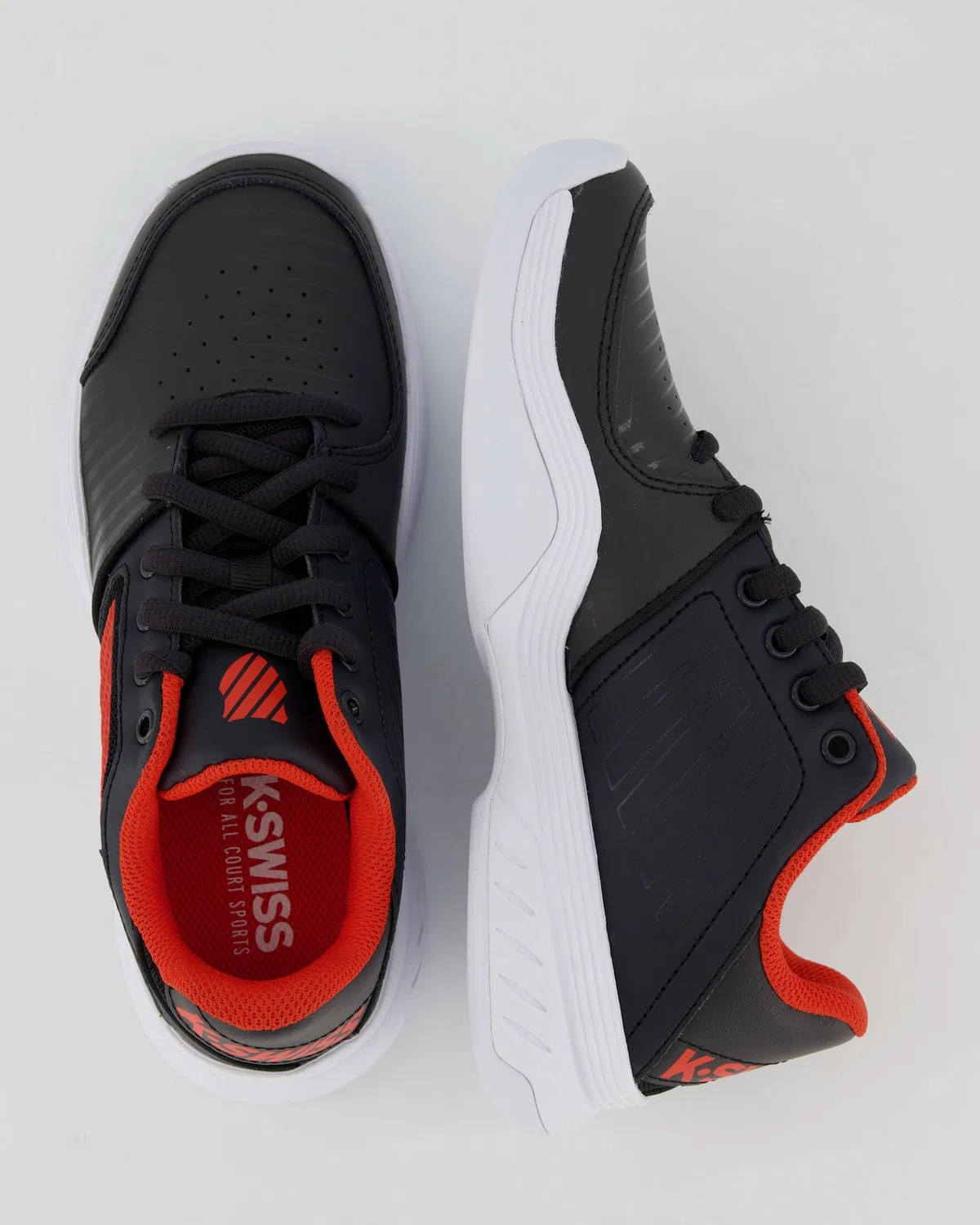Детские спортивные туфли для мальчиков с липучкой Court Express K-Swiss, Black Orange White — фото 3