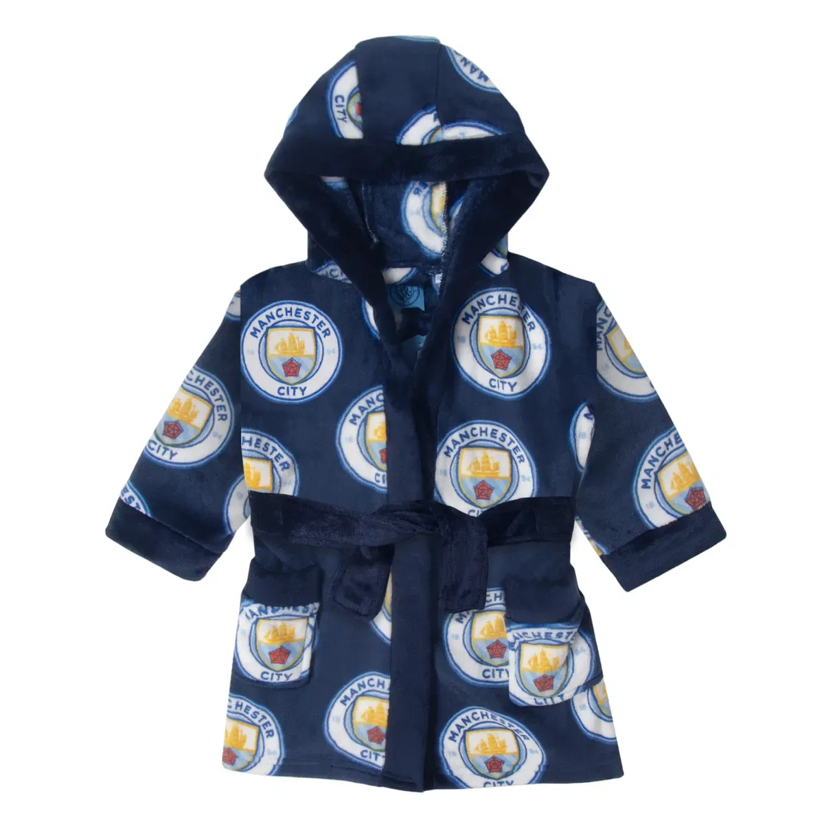 Детский банный халат с капюшоном из флиса Manchester City Fc, Navy
