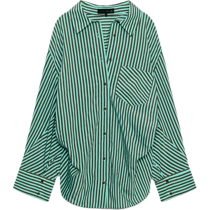 Женская рубашка с отложным воротником Washed Green ZARA, Washed Green