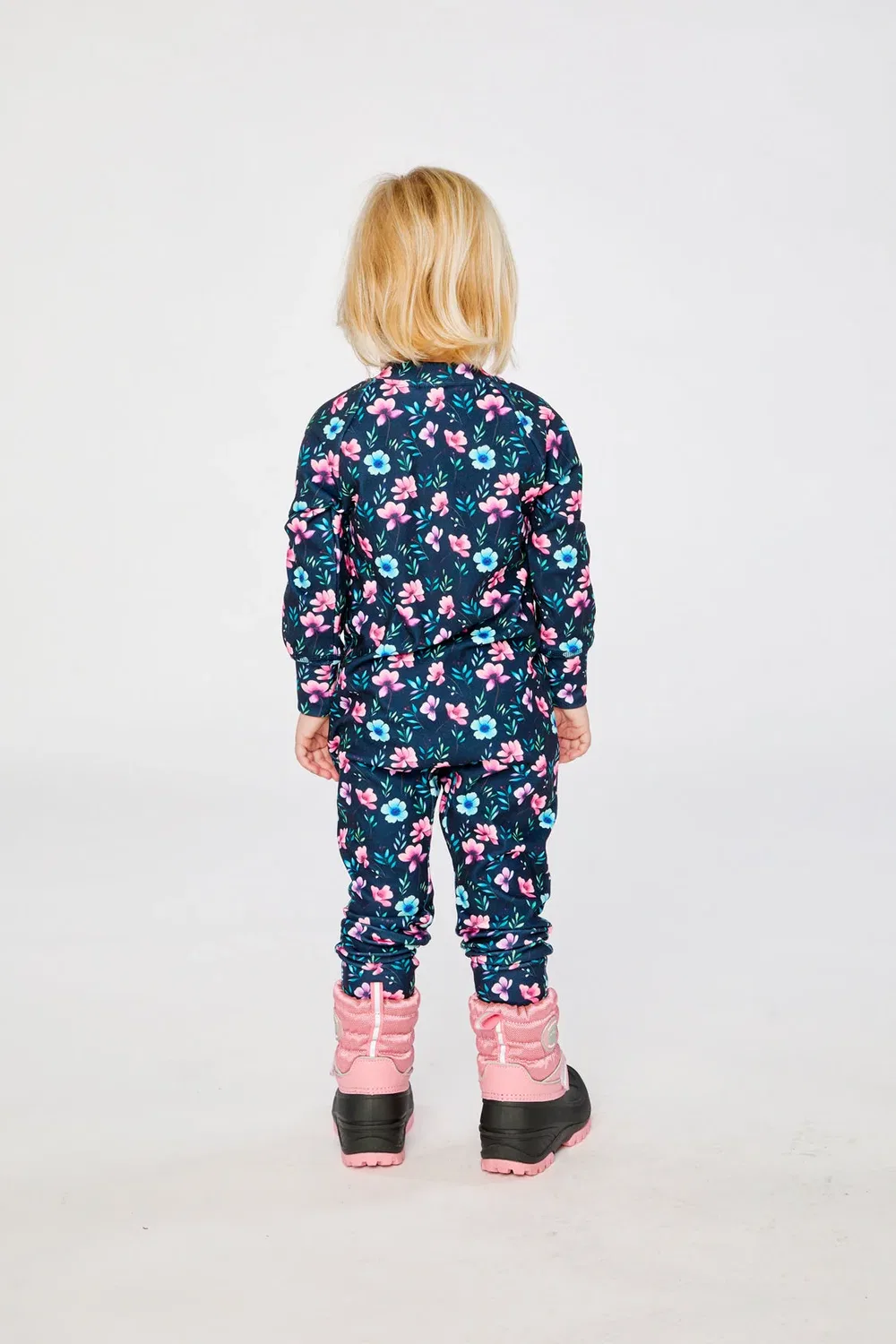 Детский комбинезон-боди утепляющий с принтом Deux par Deux, Blue Floral Print — фото 4