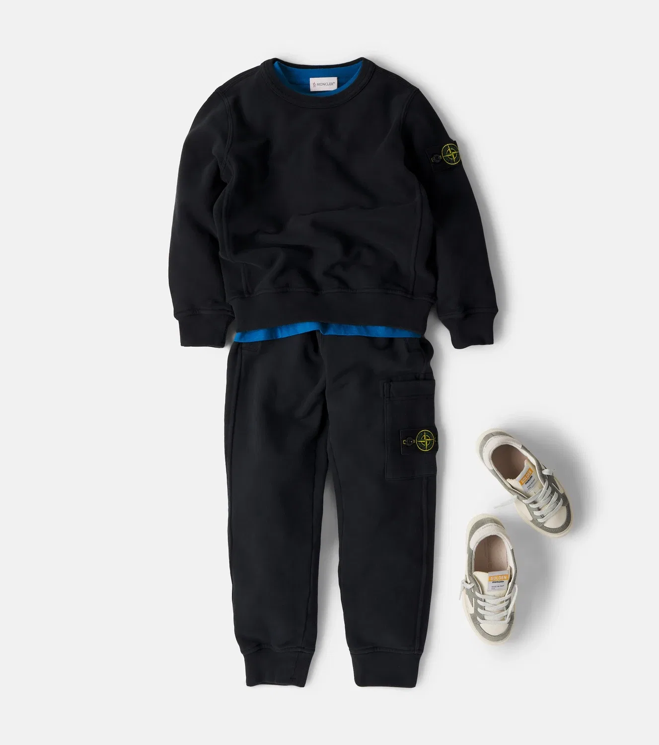 Свитшот хлопковый с компасом Stone Island Junior, черный — фото 2