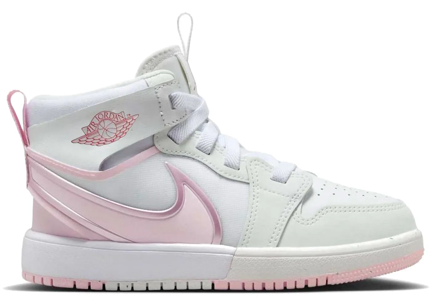 Детские кроссовки повседневные Jordan 1 Mid RM EasyOn Jordan, White Fire Red Pink Foam