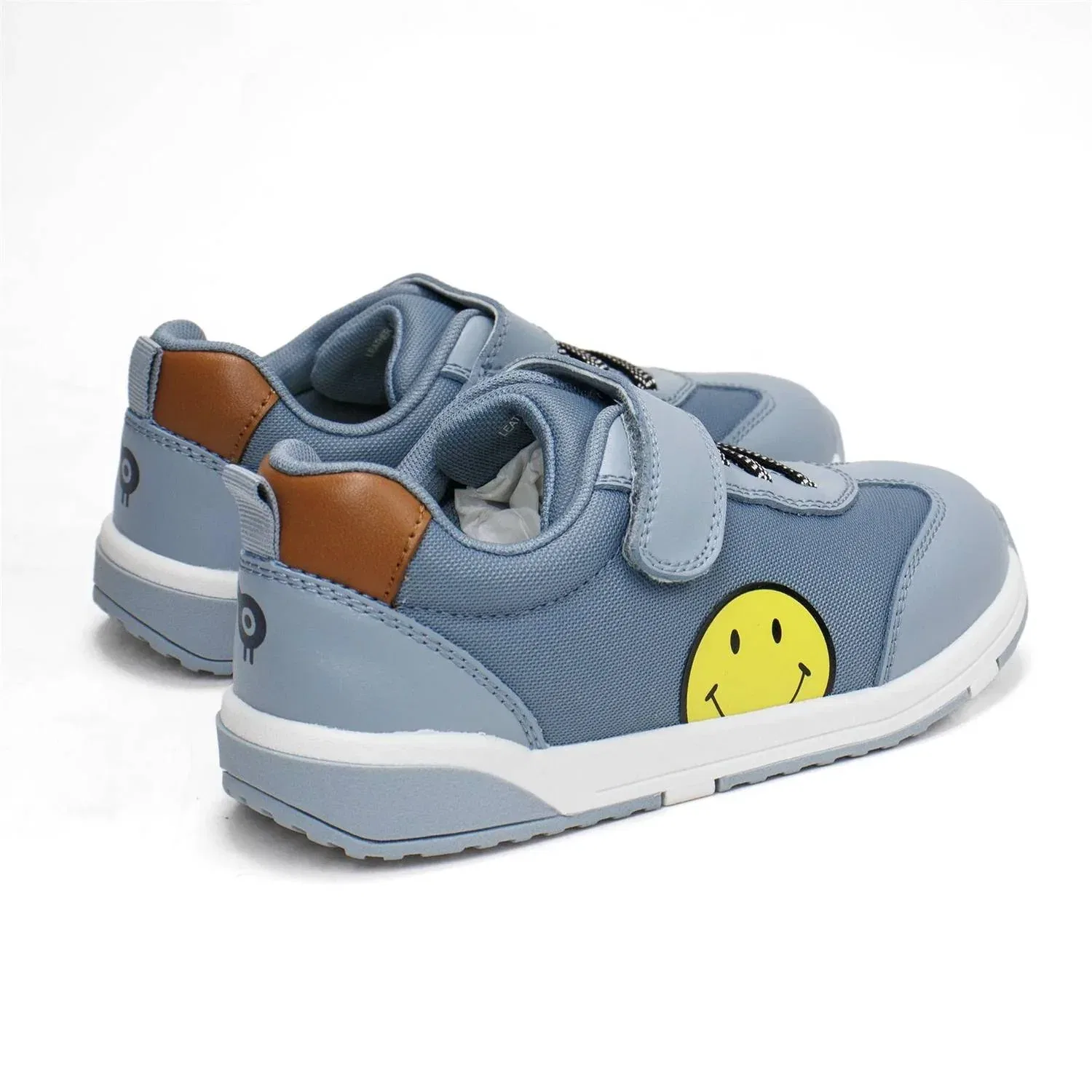 Детские кроссовки из натуральной кожи на липучках Game Face Low Top Old Soles, Dusty Blue — фото 3