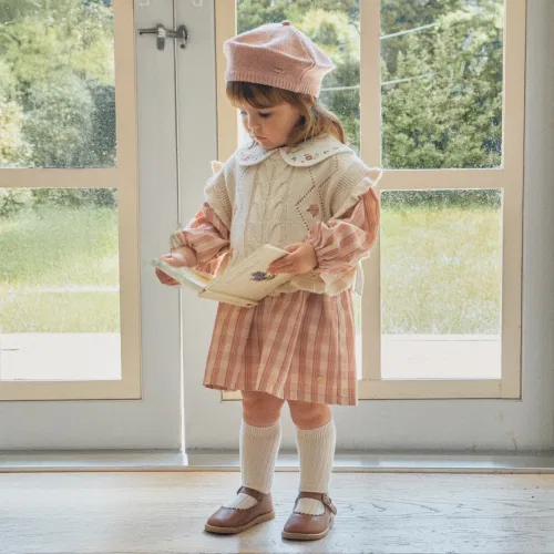 Детское платье для девочек с длинным рукавом в клетку ORGANICMOM, Other — фото 2