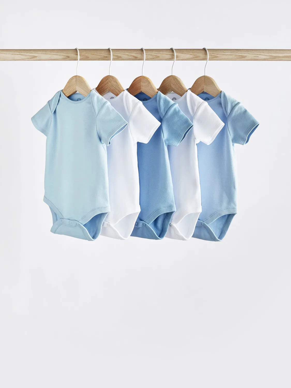 Боди для новорожденных, набор 5 шт, Plain Baby Bodysuits Next, голубой/белый