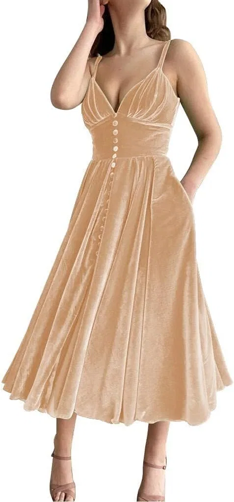 Женское бархатное платье с разрезом YH147, Rose Gold