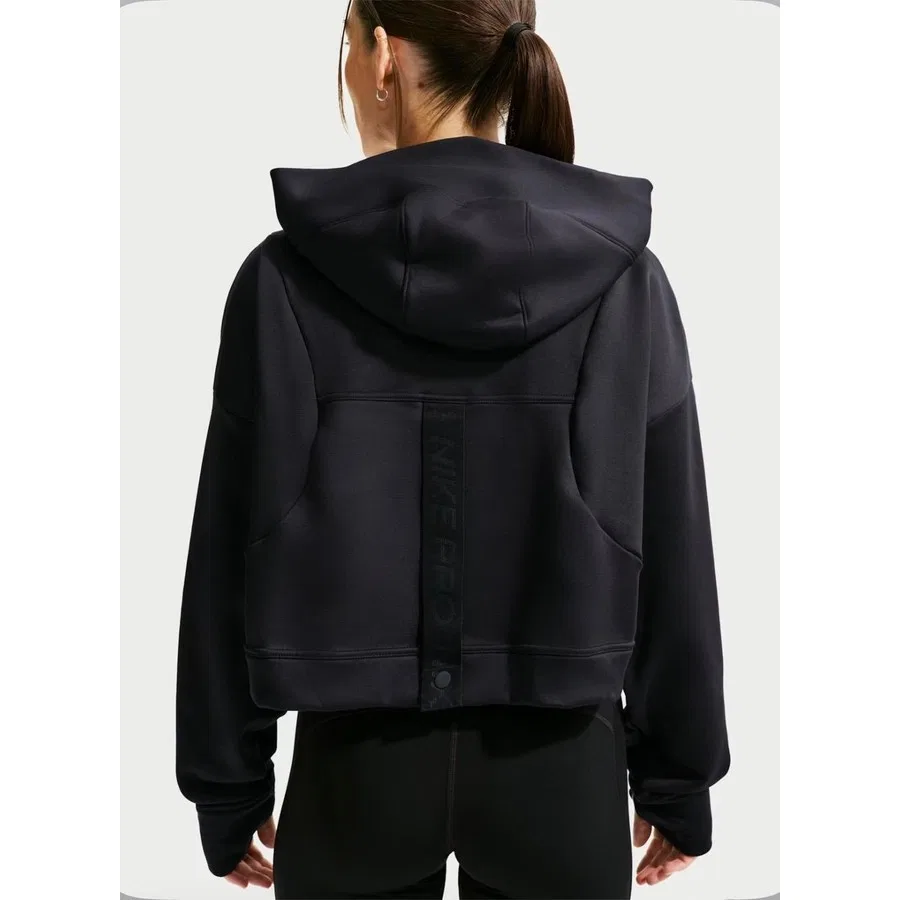 Женский свитшот с капюшоном Nike Pro Therma-Fit Fleece Hoodie, Черный — фото 4