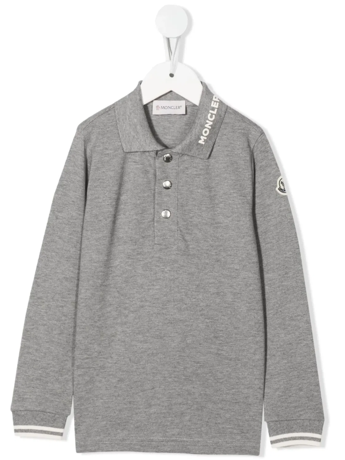 Поло с логотипом из хлопка Moncler, серый
