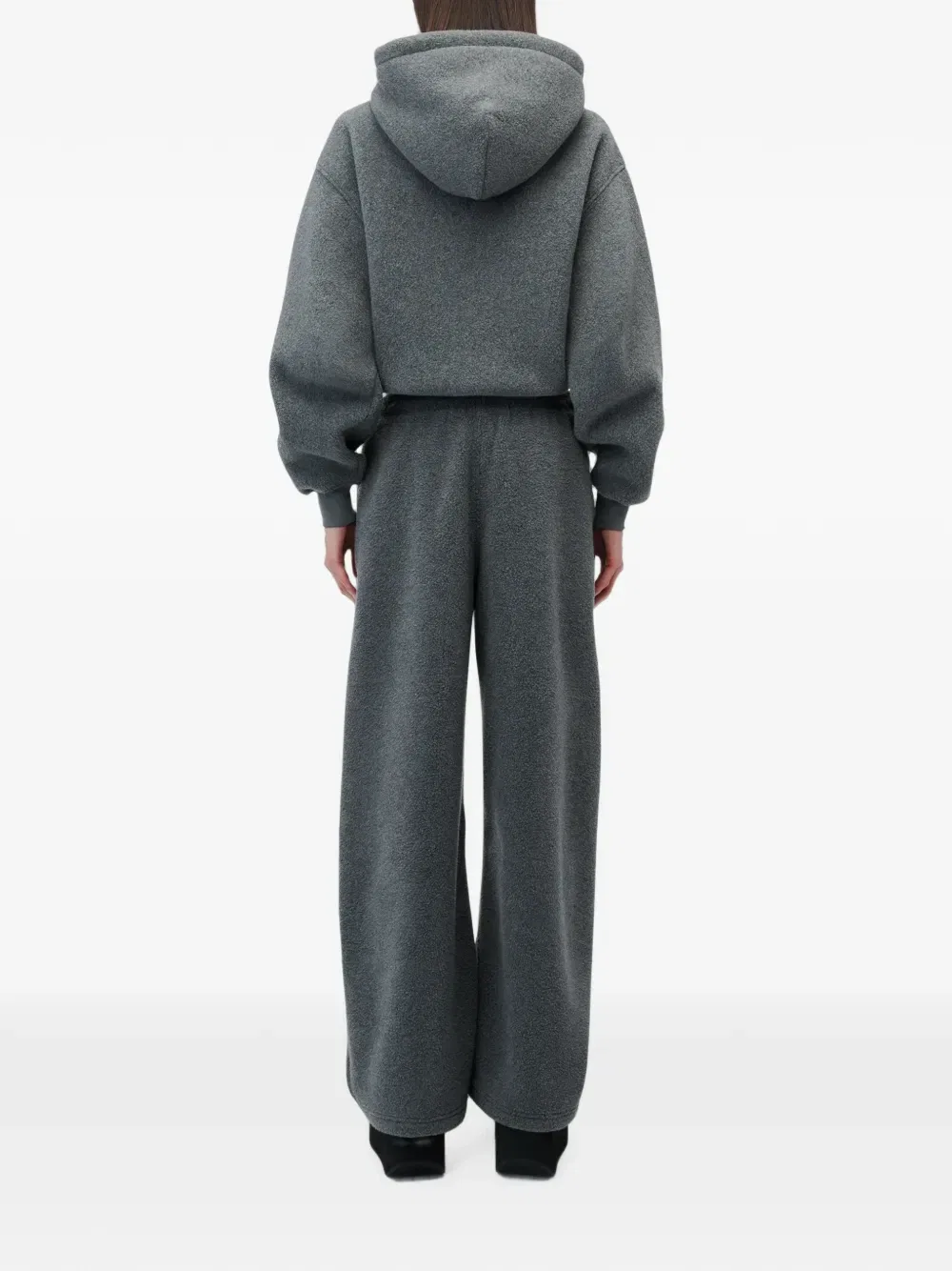 Спортивные брюки средней посадки с кулиской и стразами Alexander Wang, серый — фото 3