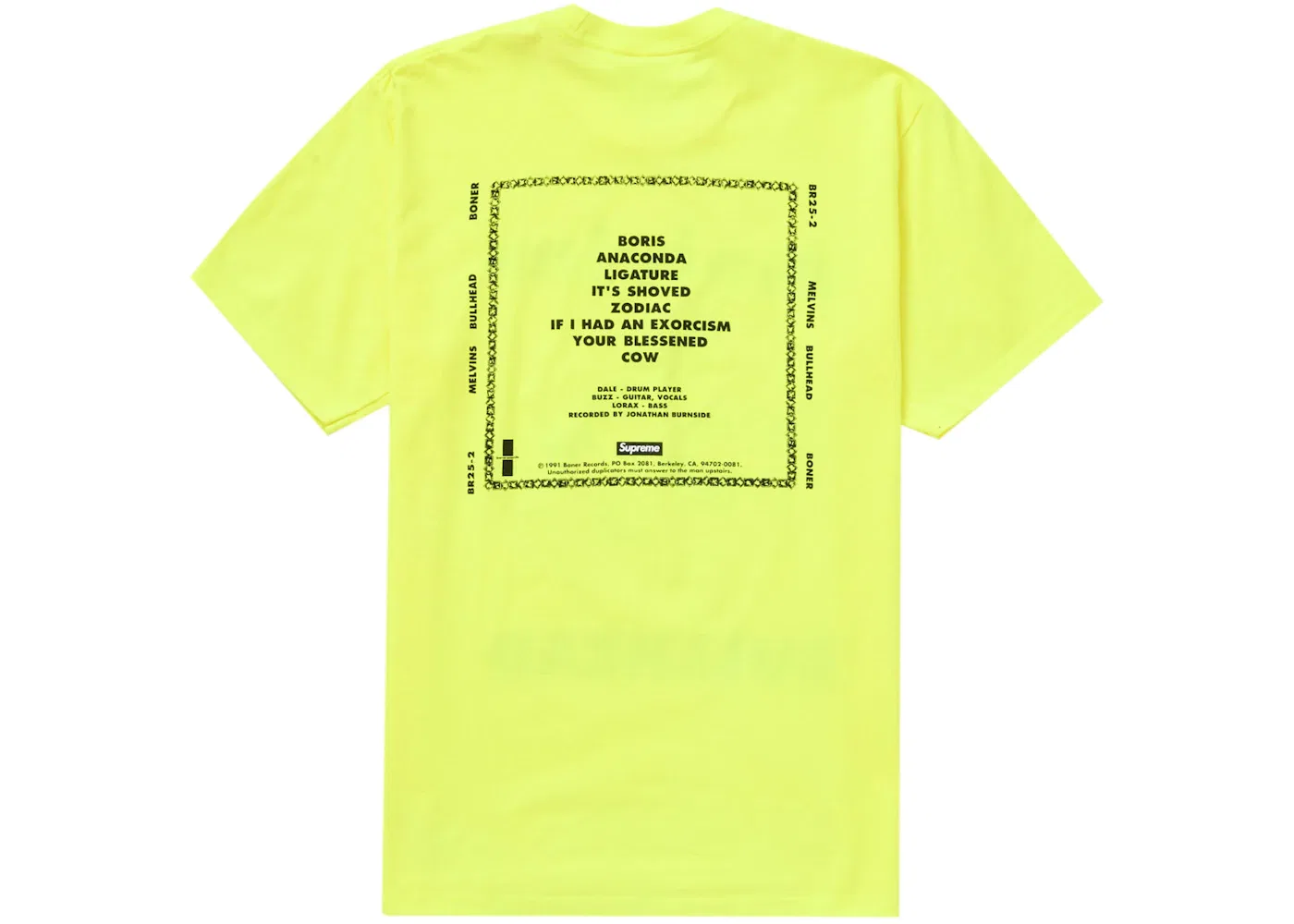 Мужская футболка с принтом Supreme Melvins Bullhead Tee, Fluorescent Yellow — фото 2